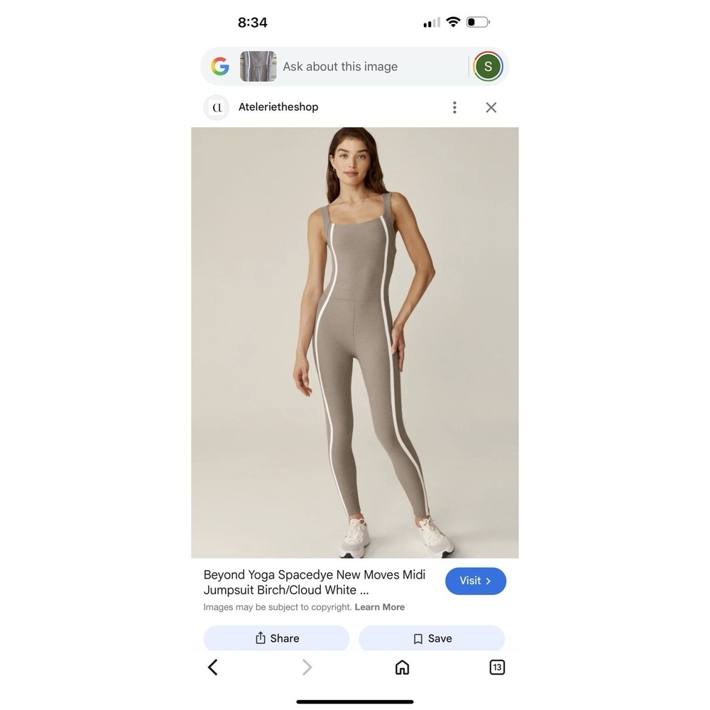 Beyond Yoga Spacedye New Moves Midi Jumpsuit‎ Birch/cloud White Medium Yoga